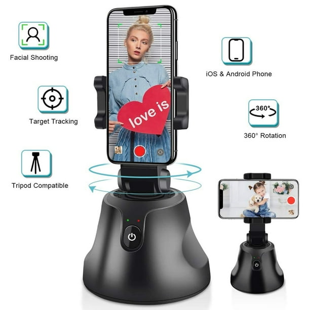 Smart Portable Selfie Stick,360/°Rotation Auto Face Object Tracking Camera Tripod Holder Smart Shooting Cell Phone Camera Mount Vlog Shooting Smartphone Mount Holder for All iPhone Android Phone